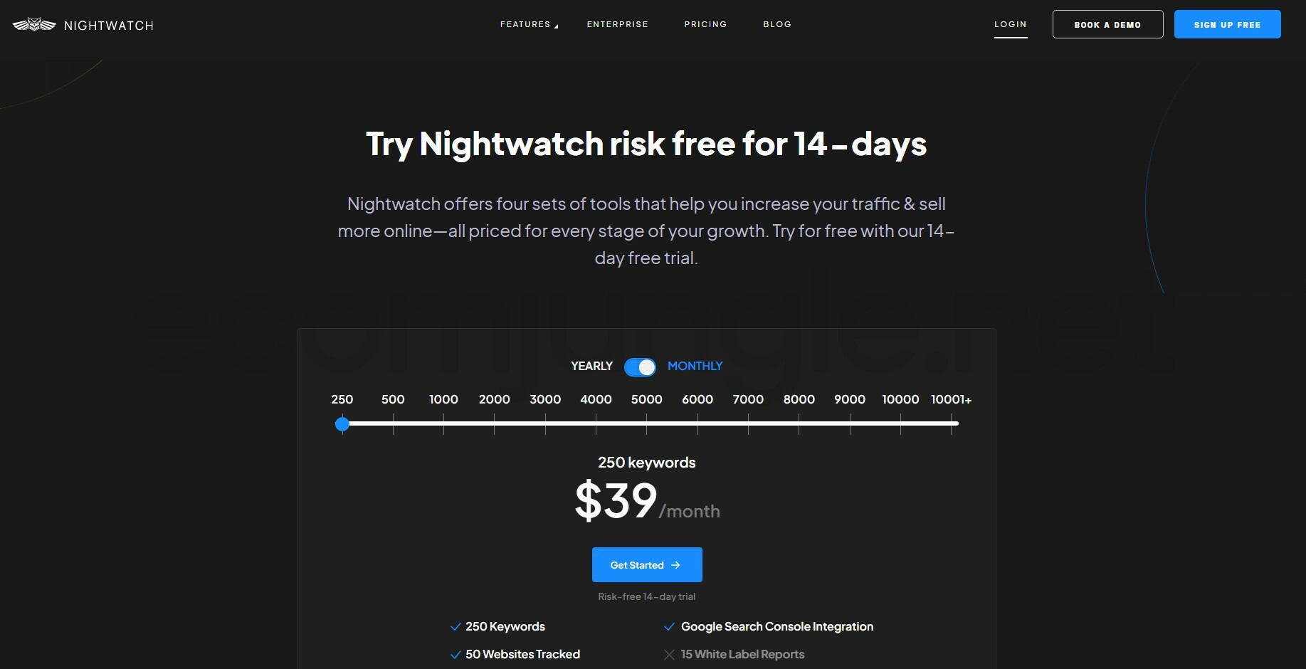 Nightwatch Rank Tracking pricing plan