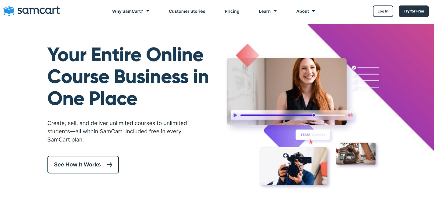 SamCart is an online shopping cart software founded in 2013 that allows you to sell both digital products and services online and can even be used to sell physical products.