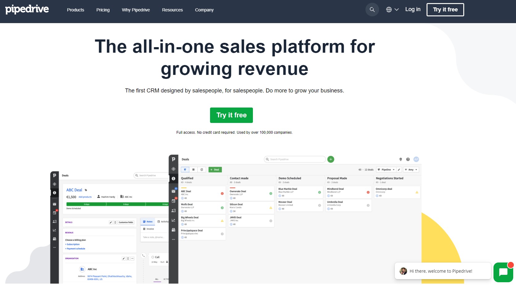 Pipedrive CRM keeps customer interactions by prioritizing the next steps in a task tracker.