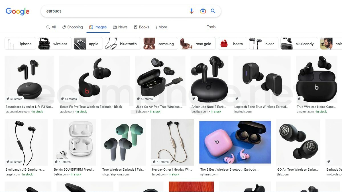 Search intent example with keyword "earbuds"