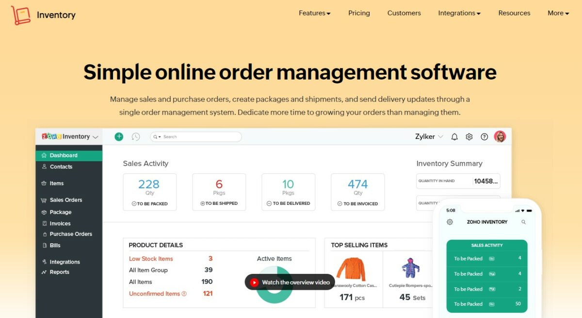 Zoho helps boost your eCommerce business sales and monitor every unit with its dynamic inventory management, order completion, and stock management techniques, enabling you to grow your business.