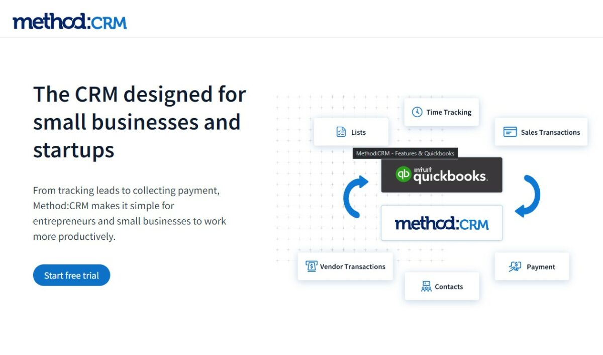 Method is a CRM with a specific goal to help QuickBooks users to establish agile and efficient task management to increase their sales.