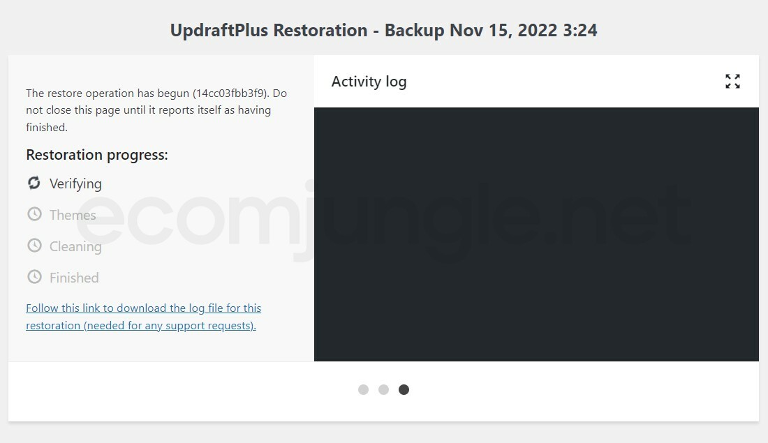 UpdraftPlus will retrieve and prepare any necessary backup files