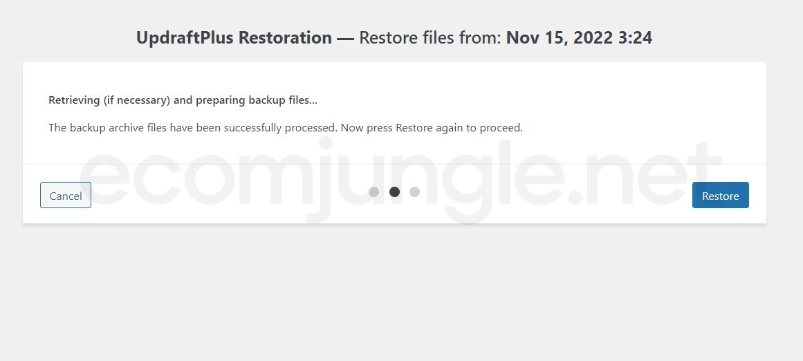 Check the boxes next to the components you wish to restore
