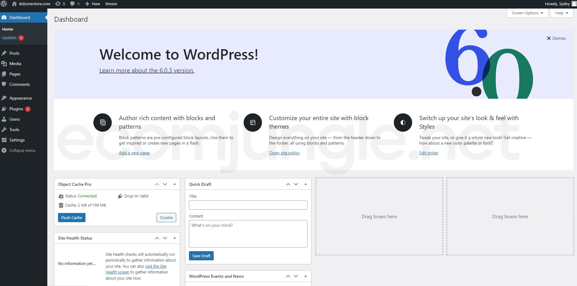 You can create new posts, add new pages, upload media, and approve comments from the WordPress admin dashboard