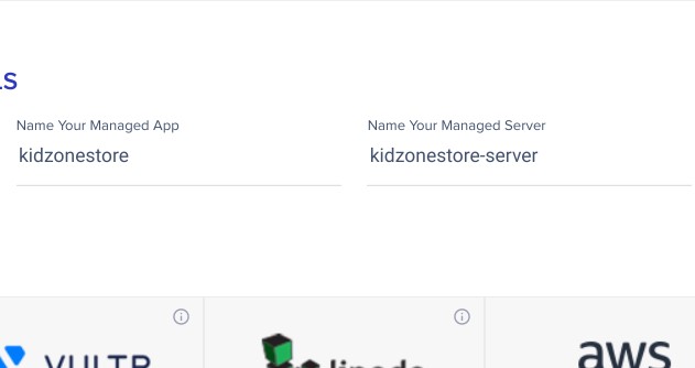 Name Your Managed App and Name Your Managed Server fields