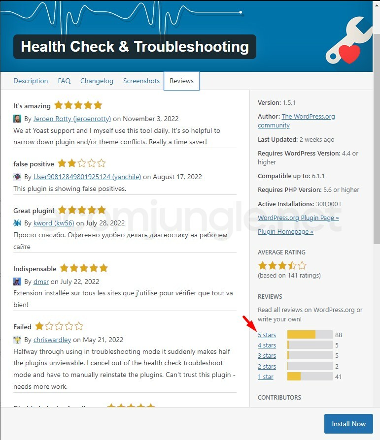 To select reviews based on rating, click the number of ratings listed in the panel on the right-hand side