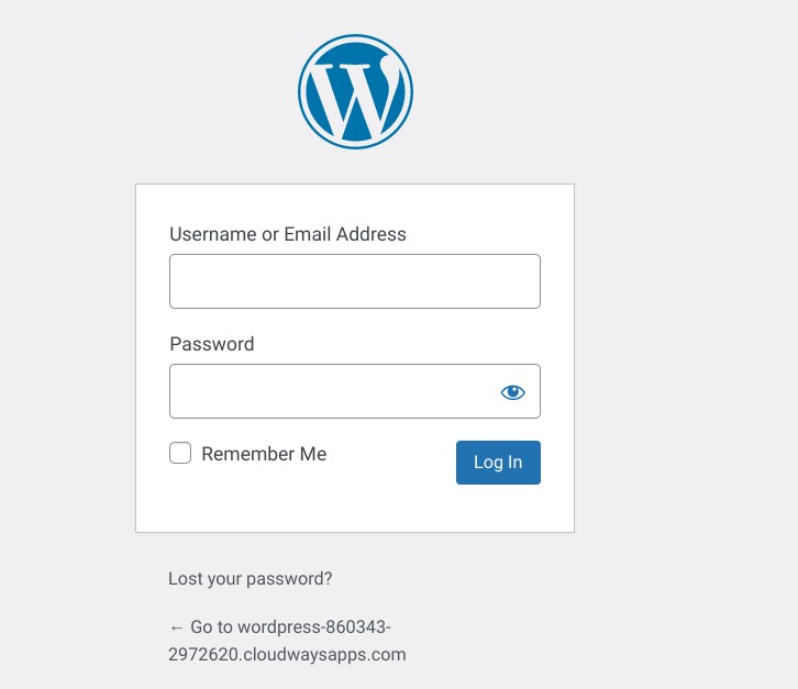 You must first enter your WordPress credentials before you are granted access