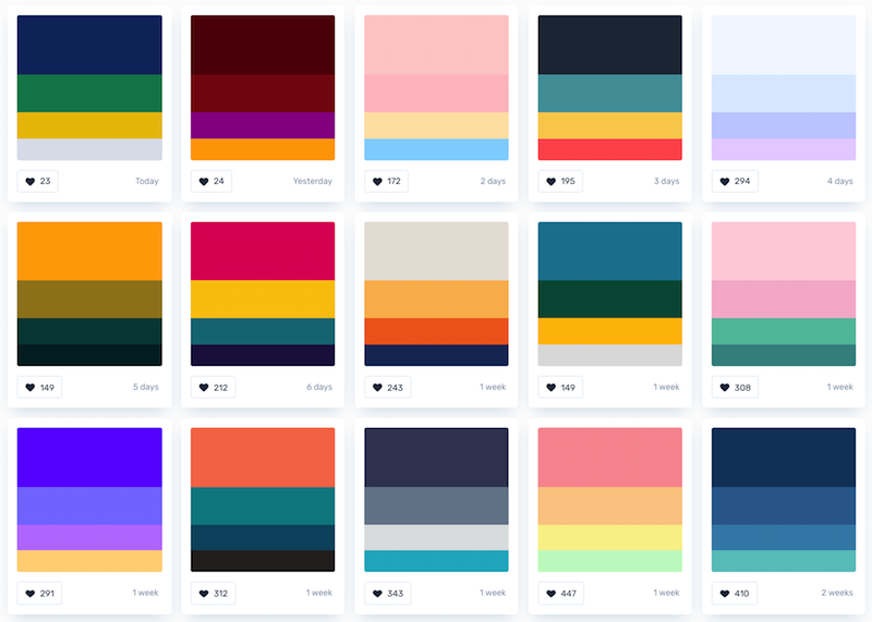 Appearance of different color palettes.
